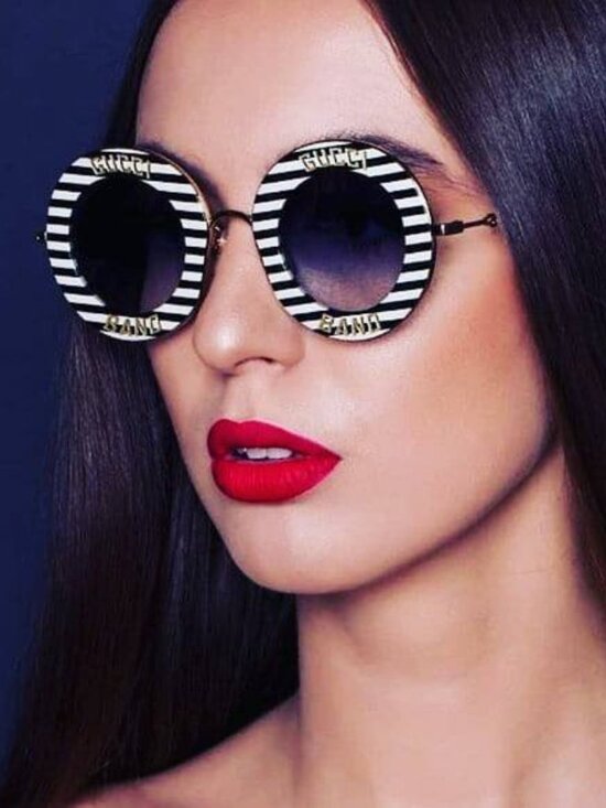 Gucci GG0113S 008 Round Sunglasses - Black\\Blue Gradient main image 12